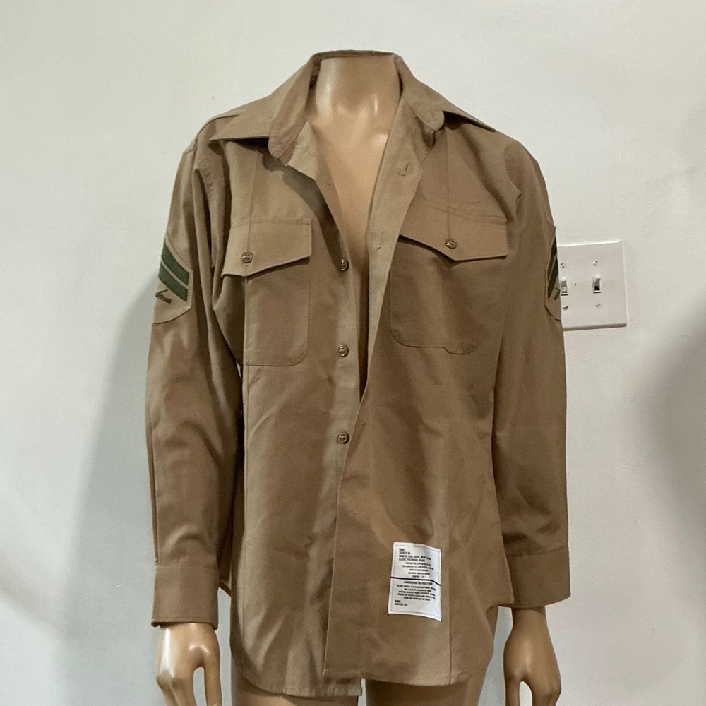 DSCP Valor Collection USMC Khaki Poly Wool Long Sleeve Shirt Military 15x33